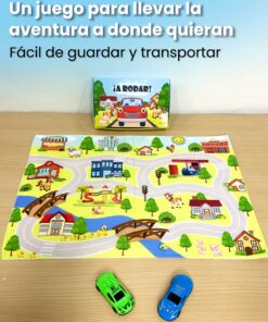 Pista autos ciudad tapiz tela A RODAR +2 coches - Imagen 7