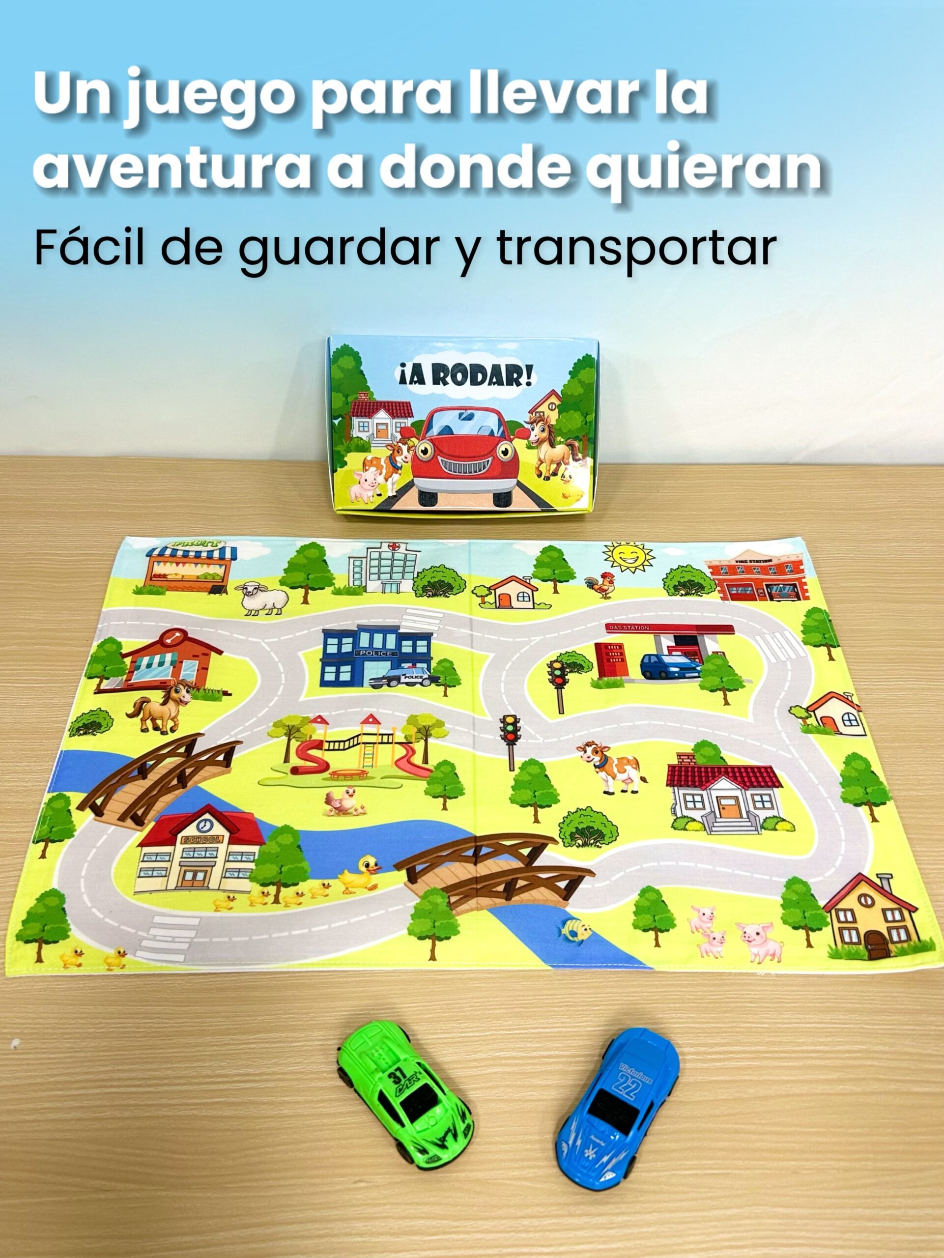 Pista autos ciudad tapiz tela A RODAR +2 coches - Imagen 7