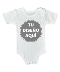 Body blanco de manga corta para bebé listo para personalizar con diseño, estampado o texto a elección.