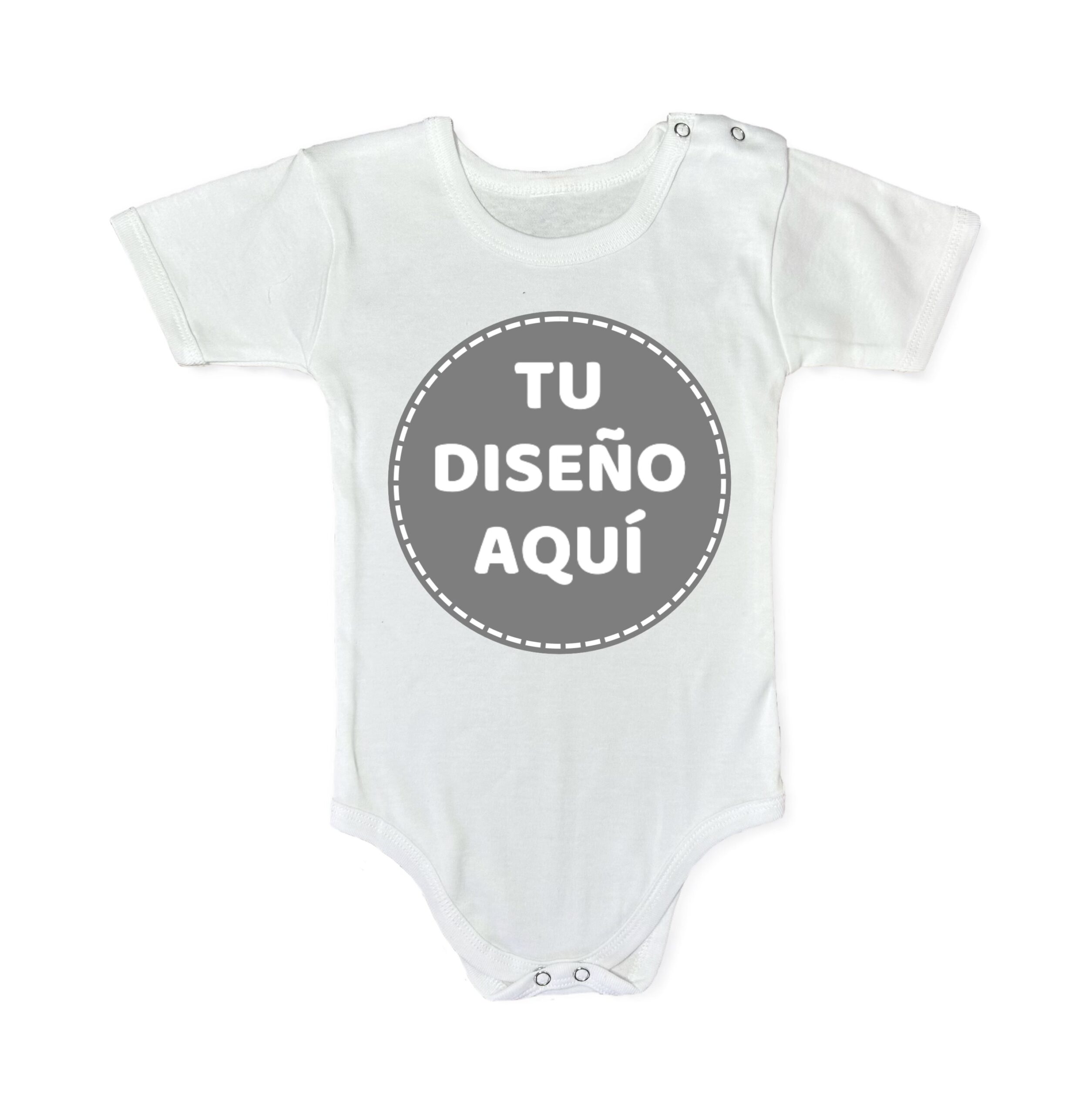 Body blanco de manga corta para bebé listo para personalizar con diseño, estampado o texto a elección.