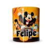 Taza personalizada de Halloween con Mickey Mouse, Goofy y el pato Donald y e nombre Felipe