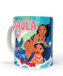Taza personalizada con dibujo de Lilo & Stitch y el nombre personalizado