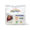 Almohadón tela satinada crema impreso con datos de nacimiento para bebe, incluyendo dibujo, foto bebe, fecha, hora, peso y medida, sobre fondo blanco