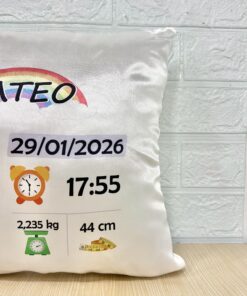 Almohadón satinado personalizado para nacimiento baby showers bautizo - Imagen 3